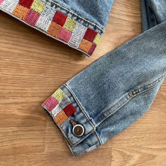 Vintage Rare Todd Oldham Jeans TO2 Blue Denim Embroidered Jacket Women's Size S - Picture 4 of 13